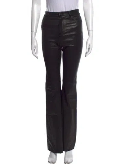 Pre-owned Alice And Olivia Lambskin Flared Pants In Black