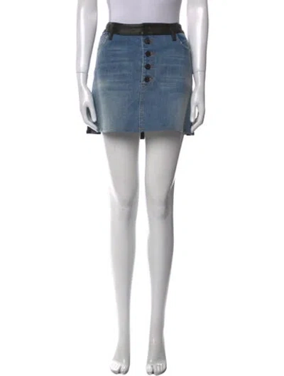Pre-owned Alice And Olivia Lambskin Mini Skirt In Blue