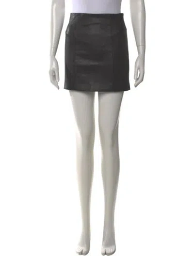 Pre-owned Alice And Olivia Lambskin Mini Skirt In Gray