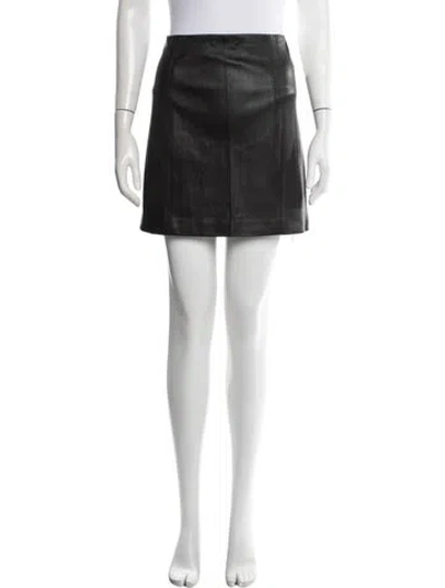 Pre-owned Alice And Olivia Lambskin Mini Skirt W/ Tags In Black