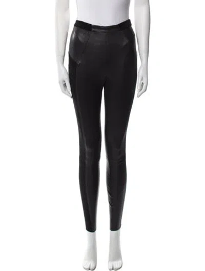 Pre-owned Alice And Olivia Lambskin Skinny Leg Pants In Black