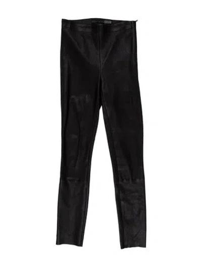 Pre-owned Alice And Olivia Lambskin Skinny Leg Pants In Black