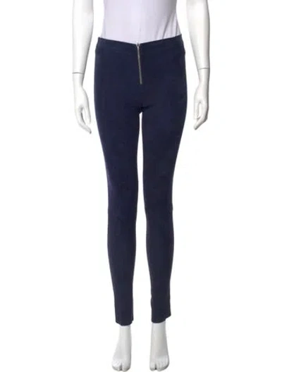 Pre-owned Alice And Olivia Lambskin Skinny Leg Pants In Blue