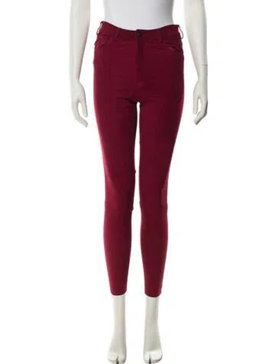 Pre-owned Alice And Olivia Lambskin Skinny Leg Pants In Burgundy