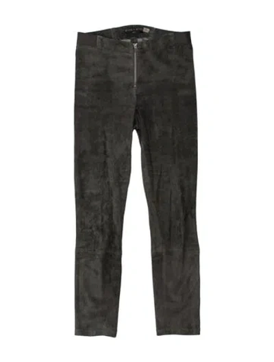Pre-owned Alice And Olivia Lambskin Skinny Leg Pants In Gray