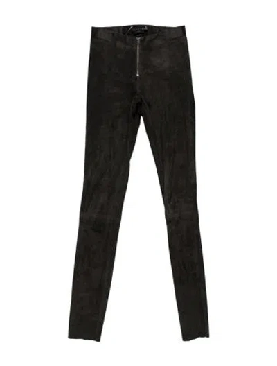 Pre-owned Alice And Olivia Lambskin Skinny Leg Pants In Gray