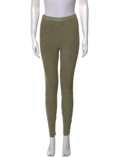 Pre-owned Alice And Olivia Lambskin Skinny Leg Pants In Green