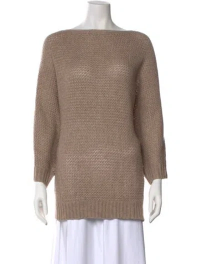 Pre-owned Alice And Olivia Lambswool Bateau Neckline Sweater W/ Tags In Neutral