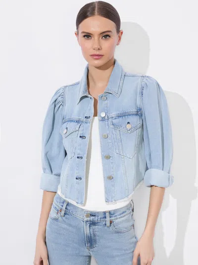 Alice And Olivia Lana Denim Jacket In Rockstar Blue
