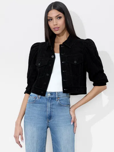 Alice And Olivia Lana Suede Jacket In Black