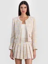 Alice And Olivia Peyton Cropped Metallic Cotton-blend Tweed Jacket In White