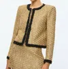 Alice And Olivia Landon Cropped Boxy Jacket With Embellished Trim In Multi