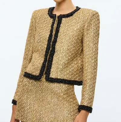 ALICE AND OLIVIA LANDON CROPPED JACKET IN GOLD AND BLACK