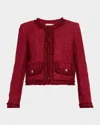 Alice And Olivia Landon Cropped Box Jacket Oxblood In Burgundy