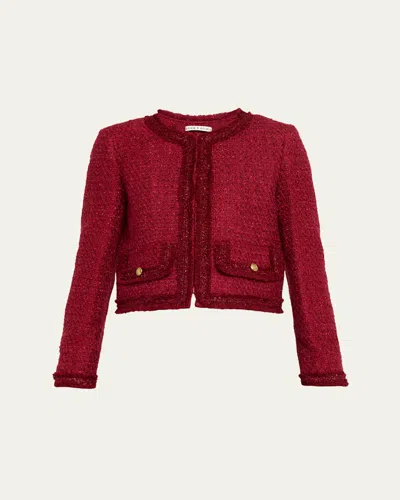 Alice And Olivia Landon Cropped Box Jacket Oxblood In Burgundy