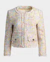 Alice And Olivia Peyton Cropped Metallic Cotton-blend Tweed Jacket In Neutral
