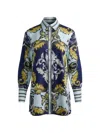 Alice And Olivia Lane Oversized Button-front Blouse In Blue