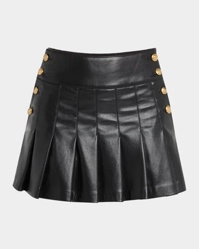 ALICE AND OLIVIA LANNA PLEATED VEGAN LEATHER MINI SKIRT