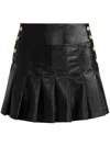 Alice And Olivia Carter Vegan Leather Stretch Pleated Skirt Black In Black