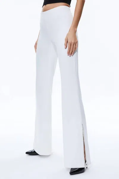 Alice And Olivia Lara Side Slit Pants In Ecru In White
