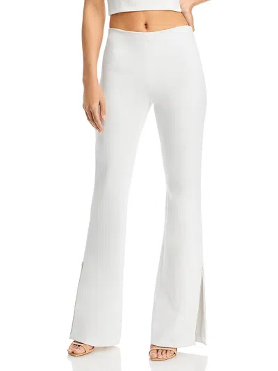 Alice And Olivia Lara Womens Embellished Mid-rise Straight Leg Pants In White