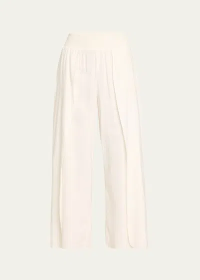 Alice And Olivia Larissa Cropped Linen-blend Pants In Off White