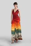 Alice And Olivia Lauren Pleated Maxi Dress In Crystal Tie Dye In Red