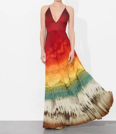 ALICE AND OLIVIA LAUREN PLEATED MAXI DRESS IN CRYSTAL TIE DYE