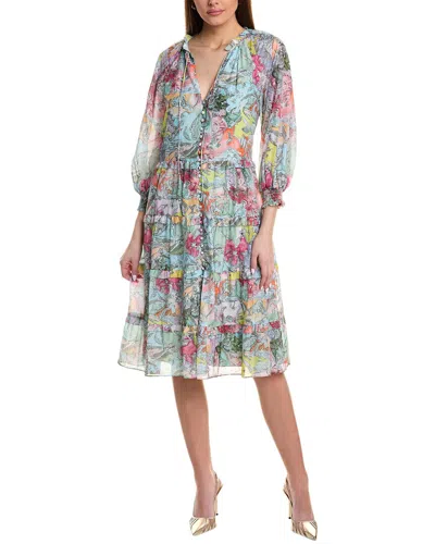 Alice And Olivia Layla Tiered Midi Dress In White