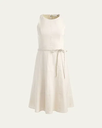 Alice And Olivia Leandra Braided Belted Mini Dress In Oatmeal