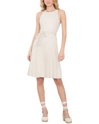 Alice And Olivia Leandra Linen-blend Midi Dress In White
