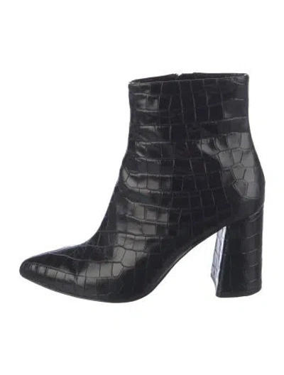 Pre-owned Alice + Olivia Leather Animal Print Boots In Black