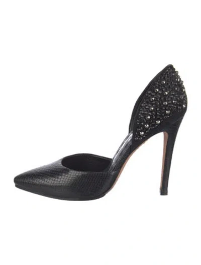 Pre-owned Alice And Olivia Leather Animal Print Pumps In Blue