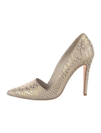 Pre-owned Alice And Olivia Leather Animal Print Pumps In Neutral