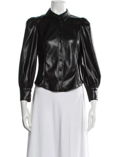 Pre-owned Alice And Olivia Leather Biker Jacket In Black