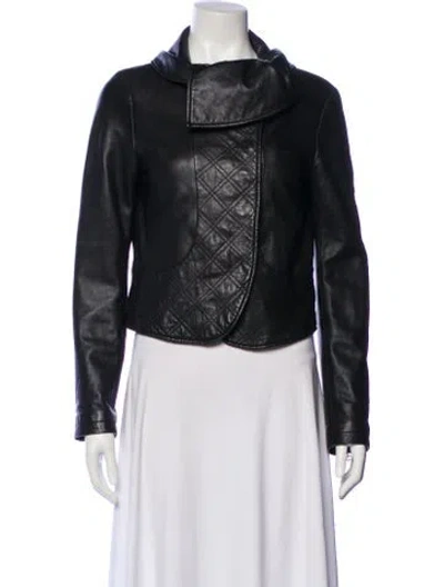 Pre-owned Alice And Olivia Leather Biker Jacket In Black