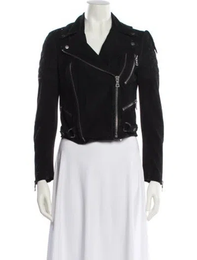 Pre-owned Alice And Olivia Leather Biker Jacket In Black
