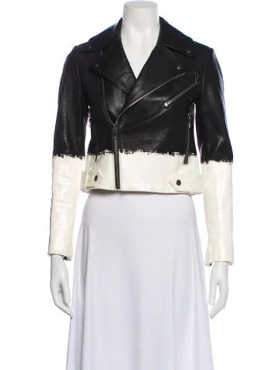 Pre-owned Alice And Olivia Leather Biker Jacket In Black