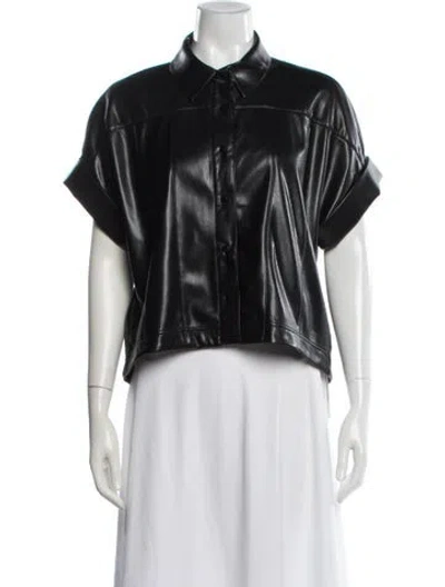 Pre-owned Alice And Olivia Leather Biker Jacket In Black