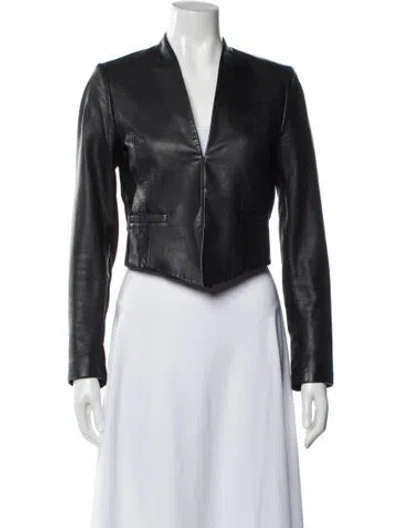 Pre-owned Alice And Olivia Leather Biker Jacket In Black