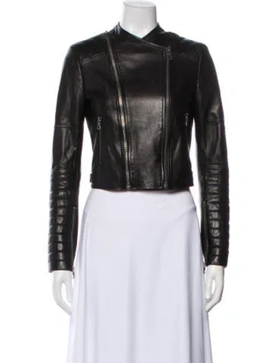 Pre-owned Alice And Olivia Leather Biker Jacket In Black