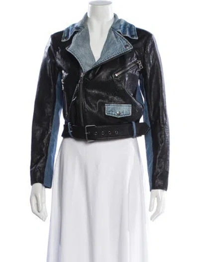 Pre-owned Alice And Olivia Leather Biker Jacket In Black