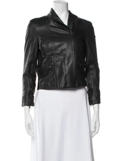 Pre-owned Alice And Olivia Leather Biker Jacket In Black
