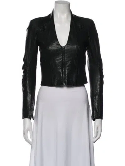 Pre-owned Alice And Olivia Leather Biker Jacket In Black