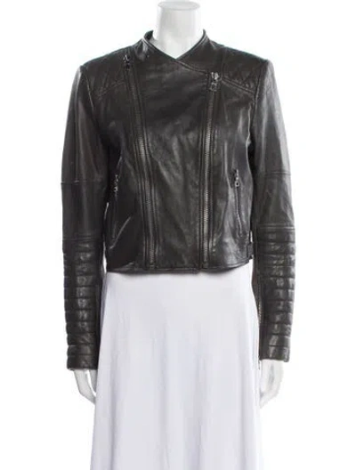 Pre-owned Alice And Olivia Leather Biker Jacket In Black