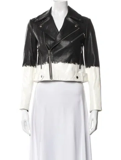 Pre-owned Alice And Olivia Leather Biker Jacket In Black