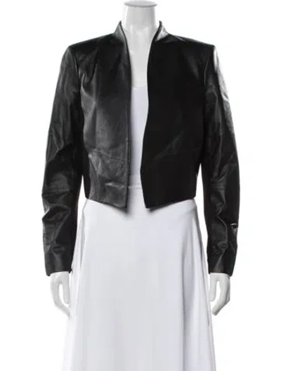 Pre-owned Alice And Olivia Leather Biker Jacket In Black