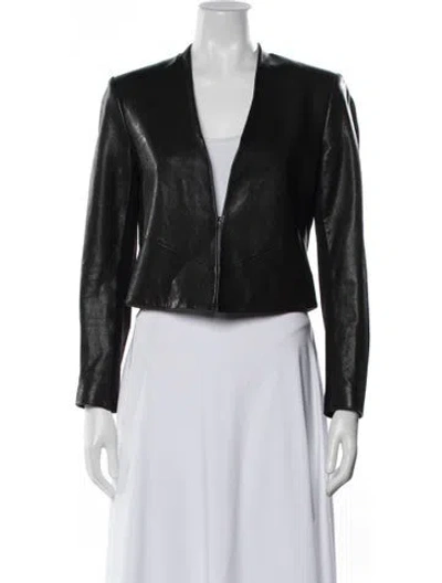 Pre-owned Alice And Olivia Leather Biker Jacket In Black