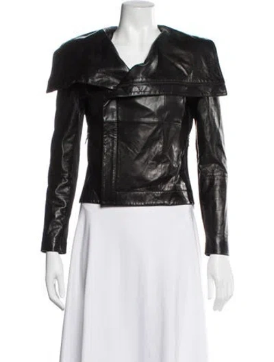Pre-owned Alice And Olivia Leather Biker Jacket In Black