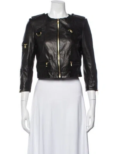 Pre-owned Alice And Olivia Leather Biker Jacket In Black